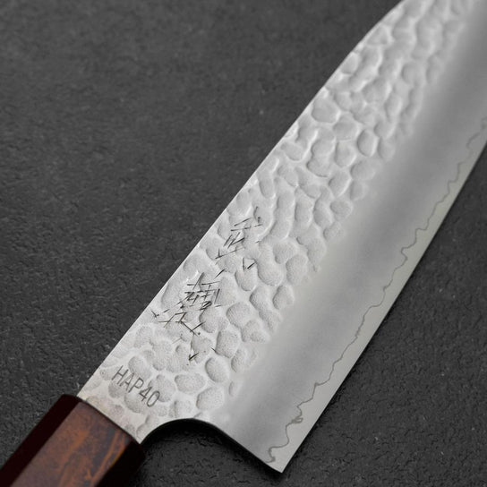 Santoku HAP40 Tsuchime Manche Urushi Rouge 180mm