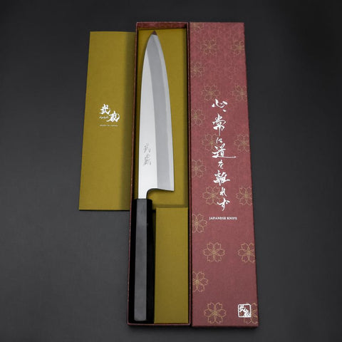 Aideba White Steel #2 Kasumi Manche Buffle et Ébène 240mm-[Musashi]-[Couteaux de cuisine japonais]