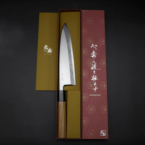 Aideba White Steel #2 Kasumi Manche en Buffle et Bois de Teck 210mm-[Musashi]-[Couteaux de cuisine japonais]