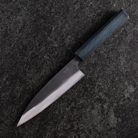 Ajikiri Blue Steel #1 Damas Manche Urushi Bleu Sombre 145mm-[Musashi]-[Couteaux de cuisine japonais]