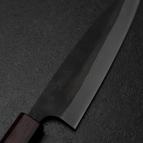 Ajikiri Blue Steel #1 Kurouchi Purpre Manche Urushi 145mm-[Musashi]-[Couteaux de cuisine japonais]