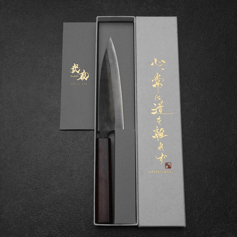 Ajikiri Blue Steel #1 Kurouchi Purpre Manche Urushi 145mm-[Musashi]-[Couteaux de cuisine japonais]