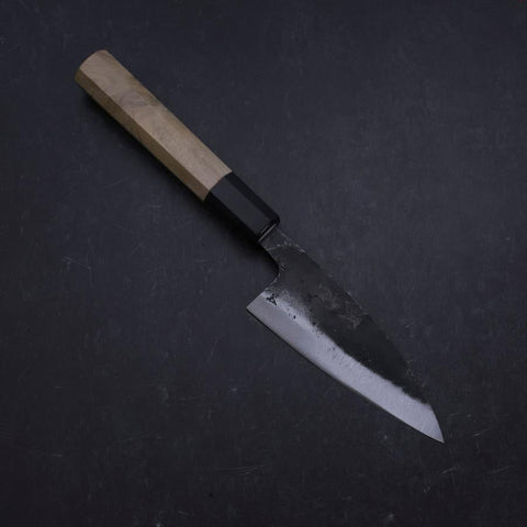 Ajikiri White Steel #2 Kurouchi Buffalo Magnolia Handle 105mm (4.1”)-[Musashi]-[Japanese-Kitchen-Knives]