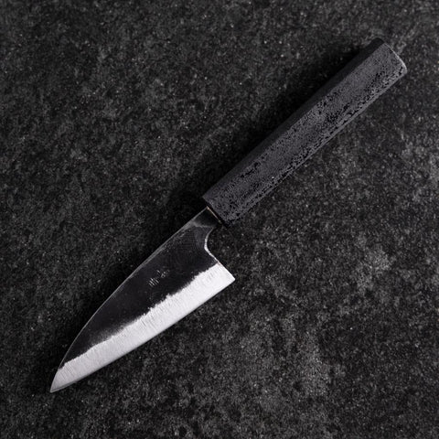 Ajikiri White Steel #2 Kurouchi Manche Ishime Urushi Noir 105mm-[Musashi]-[Couteaux de cuisine japonais]