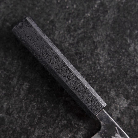 Ajikiri White Steel #2 Kurouchi Manche Ishime Urushi Noir 105mm-[Musashi]-[Couteaux de cuisine japonais]