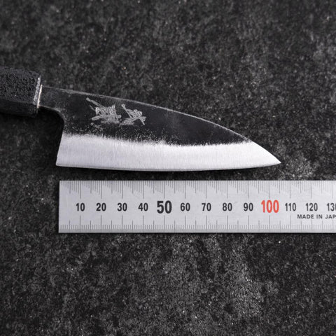 Ajikiri White Steel #2 Kurouchi Manche Ishime Urushi Noir 105mm-[Musashi]-[Couteaux de cuisine japonais]