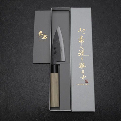 Ajikiri White Steel #2 Kurouchi Manche en Buffle et Magnolia Oval 105mm-[Musashi]-[Couteaux de cuisine japonais]