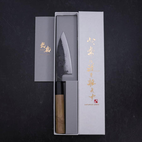 Ajikiri White Steel #2 Kurouchi Manche en Buffle et Magnolia 105mm-[Musashi]-[Couteaux de cuisine japonais]