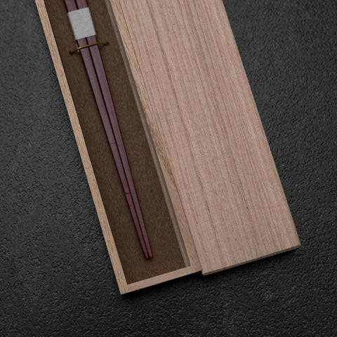 Baguettes en Bambou de Kagoshima 230mm Rouge avec Coffret en Bois de Paulownia-[Musashi]-[Couteaux de cuisine japonais]