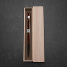 Baguettes en Bois laquées Hosomi Hangai (incrustation de coquillage) 215mm Rouges avec Boîte en Bois de Paulownia-[Musashi]-[Couteaux de cuisine japonais]