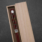 Baguettes en Bois laquées Urushi Gasumi 210mm Rouge avec Coffret en Bois de Paulownia-[Musashi]-[Couteaux de cuisine japonais]