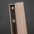 Baguettes en Bois laquées Urushi Gasumi 230mm Noires avec Boîte en Bois de Paulownia-[Musashi]-[Couteaux de cuisine japonais]