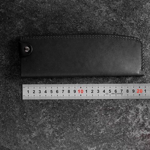 Black Leather Sheath for Nakiri Knife 180mm (7”)-[Musashi]-[Couteaux de cuisine japonais]
