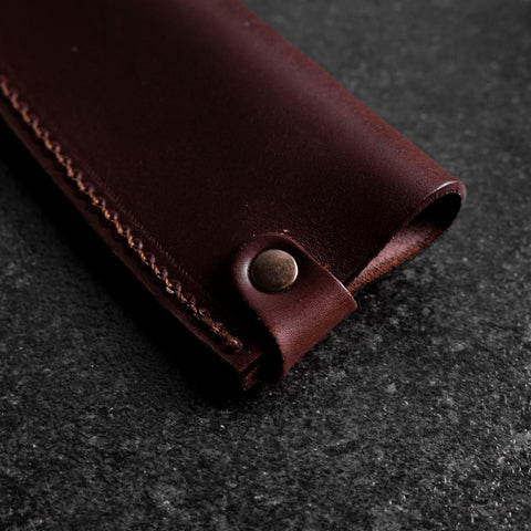 Brown Leather Sheath for Gyuto / Kiritsuke Knife 210mm (8.3”)-[Musashi]-[Couteaux de cuisine japonais]
