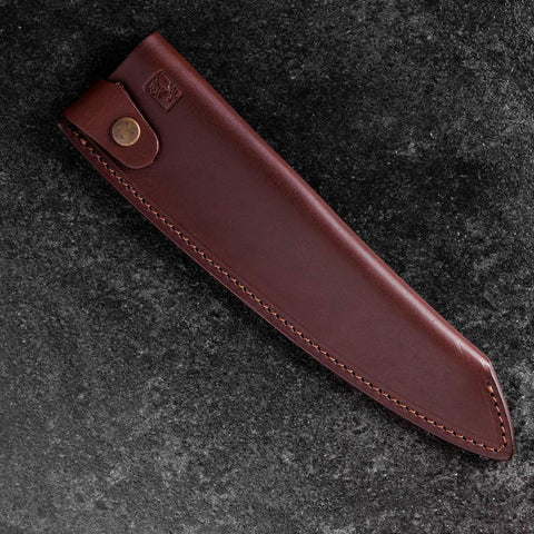 Brown Leather Sheath for Gyuto / Kiritsuke Knife 210mm (8.3”)-[Musashi]-[Couteaux de cuisine japonais]
