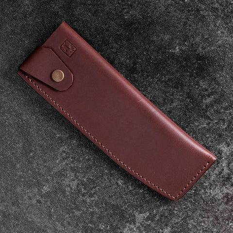 Brown Leather Sheath for Nakiri Knife 180mm (7”)-[Musashi]-[Couteaux de cuisine japonais]