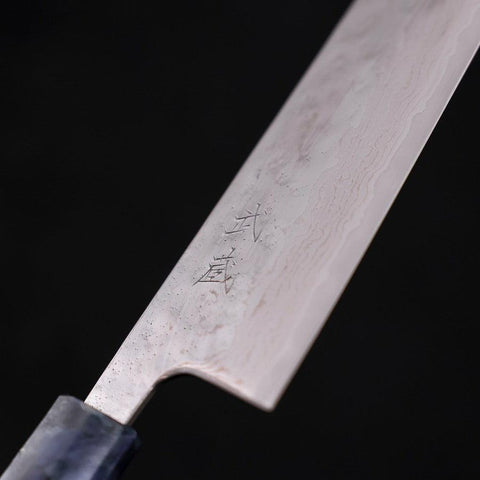 Bunka AUS-10 Nashiji Damas Manche Océan Bleu 170mm-[Musashi]-[Couteaux de cuisine japonais]