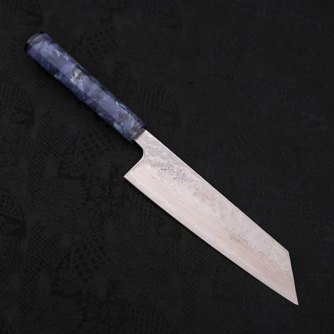 Bunka AUS-10 Nashiji Damas Manche Océan Bleu 170mm-[Musashi]-[Couteaux de cuisine japonais]