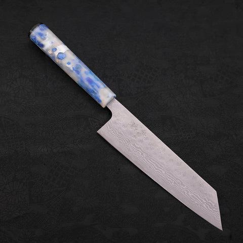 Bunka AUS-10 Nashiji Damas Manche Océan Mélange Bleu-Blanc 170mm-[Musashi]-[Couteaux de cuisine japonais]