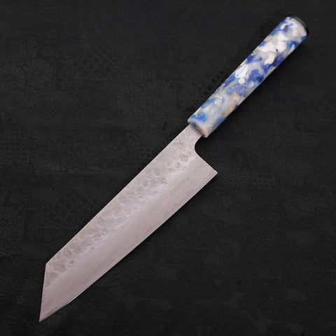 Bunka AUS-10 Nashiji Damas Manche Océan Mélange Bleu et Blanc 170mm-[Musashi]-[Couteaux de cuisine japonais]