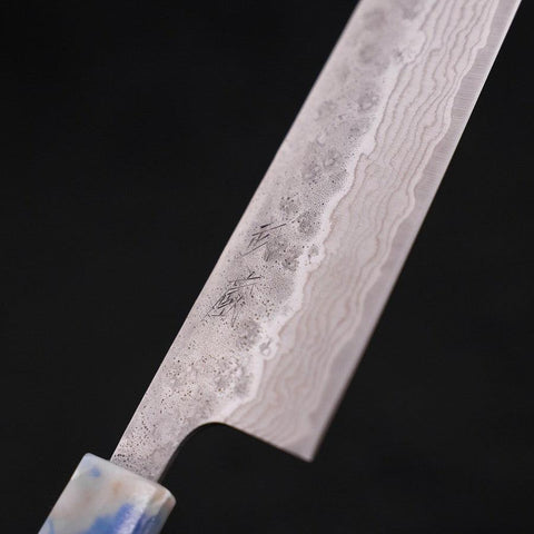 Bunka AUS-10 Nashiji Damas Manche Océan Mélange Bleu et Blanc 170mm-[Musashi]-[Couteaux de cuisine japonais]