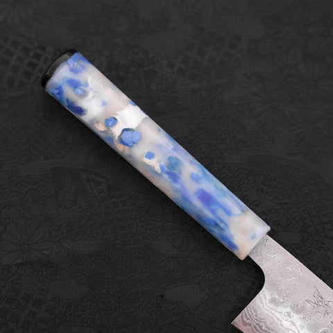 Bunka AUS-10 Nashiji Damas Manche Océan Mélange Bleu et Blanc 170mm-[Musashi]-[Couteaux de cuisine japonais]
