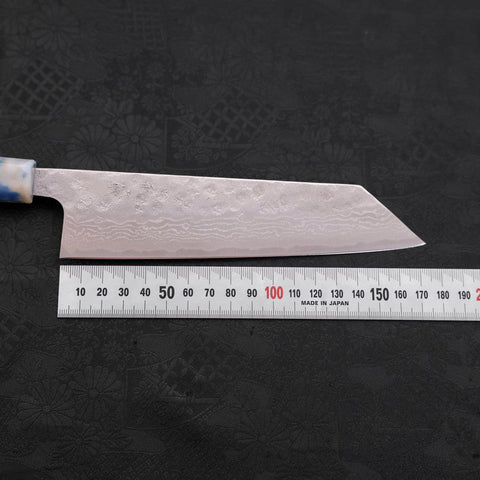 Bunka AUS-10 Nashiji Damas Manche Océan Mélange Bleu et Blanc 170mm-[Musashi]-[Couteaux de cuisine japonais]