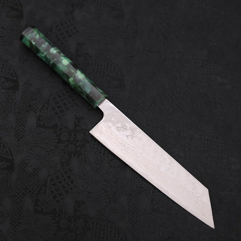 Bunka AUS-10 Nashiji Damas Manche Océan Vert 170mm-[Musashi]-[Couteaux de cuisine japonais]