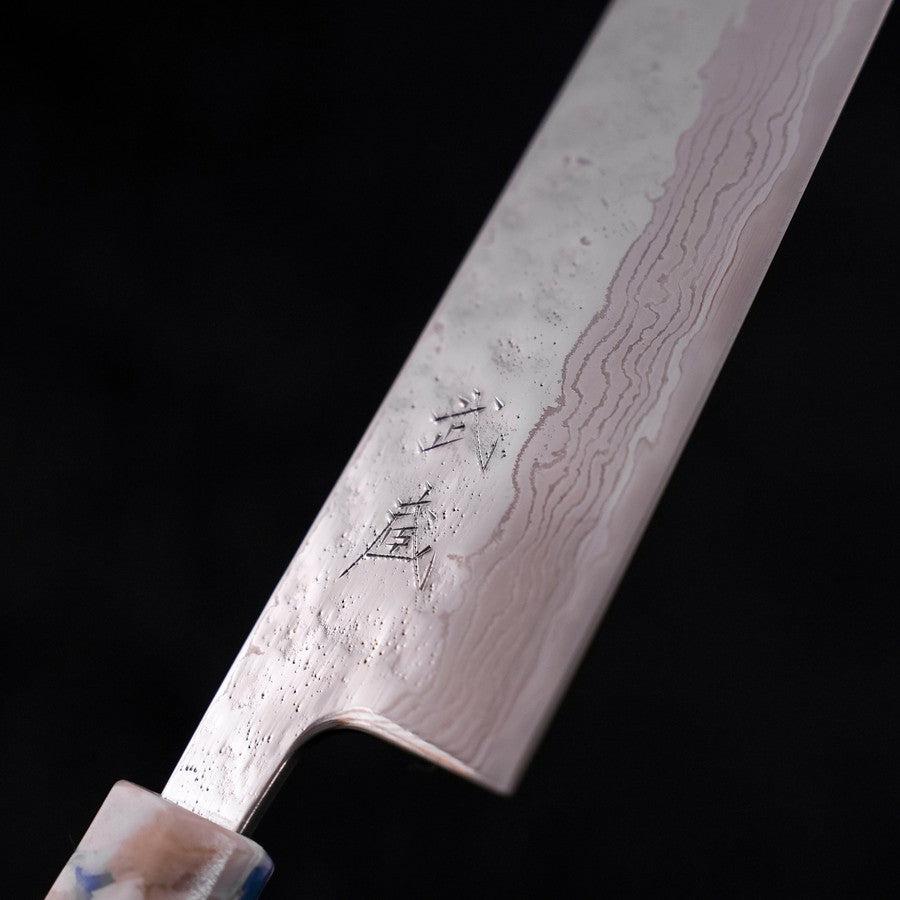 Bunka AUS-10 Nashiji Damas Miroir Manche Blanc Mélangé 170mm-[Musashi]-[Couteaux de cuisine japonais]