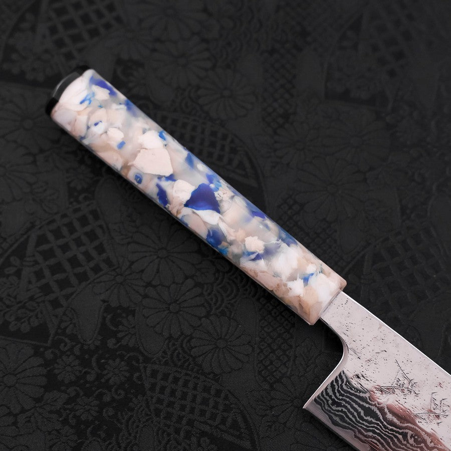 Bunka AUS-10 Nashiji Damas Miroir Manche Blanc Mélangé 170mm-[Musashi]-[Couteaux de cuisine japonais]