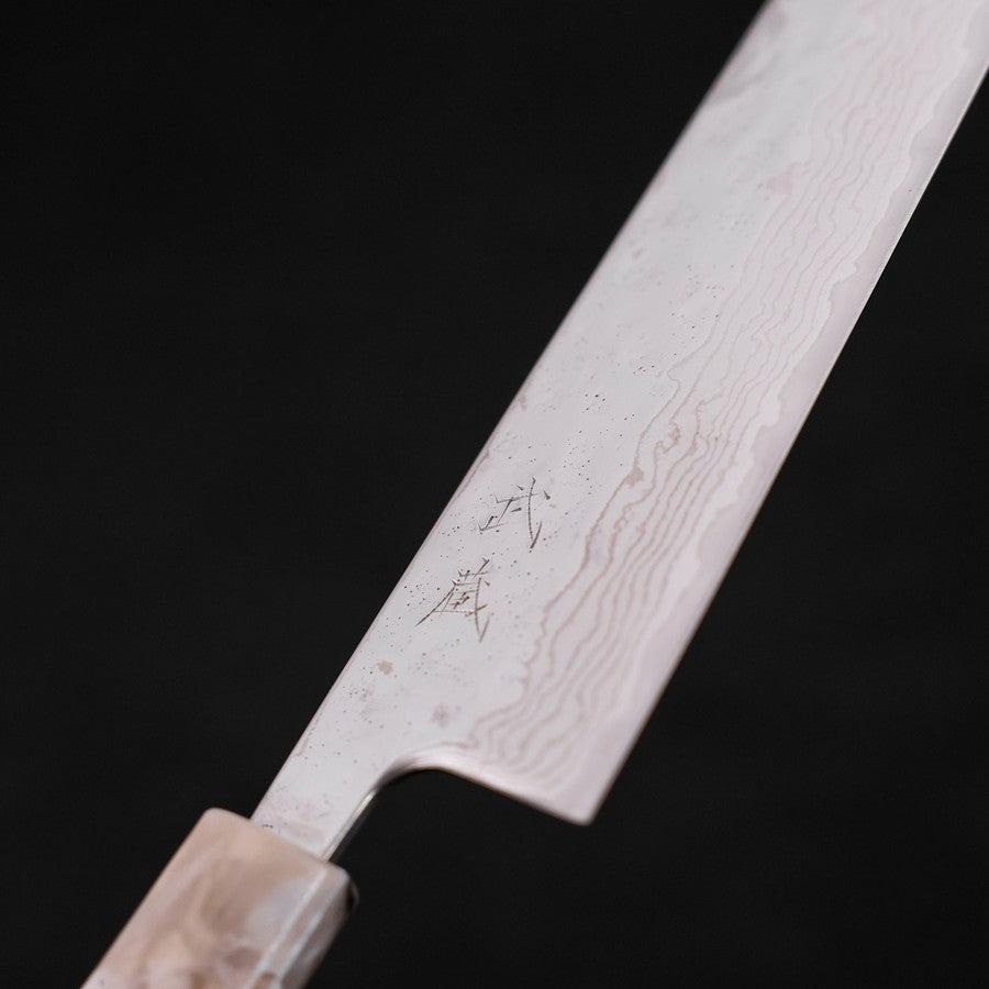 Bunka AUS-10 Nashiji Damas Miroir Manche Océan Bleu et Blanc 170mm-[Musashi]-[Couteaux de cuisine japonais]