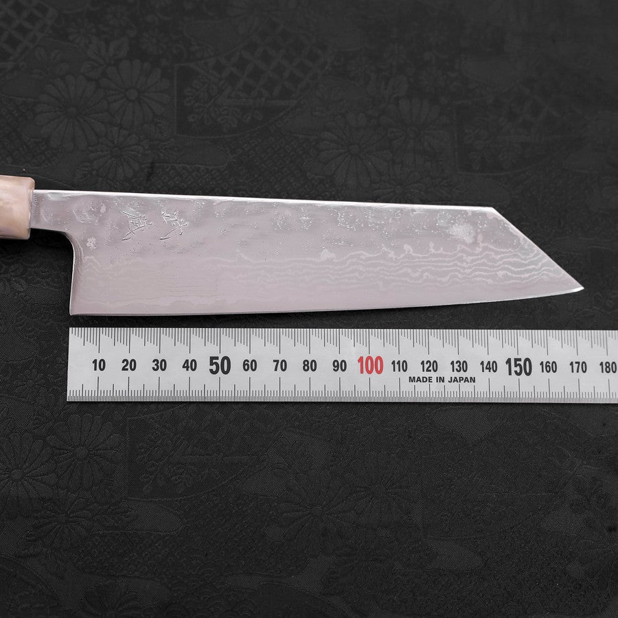 Bunka AUS-10 Nashiji Damas Miroir Manche Océan Bleu et Blanc 170mm-[Musashi]-[Couteaux de cuisine japonais]