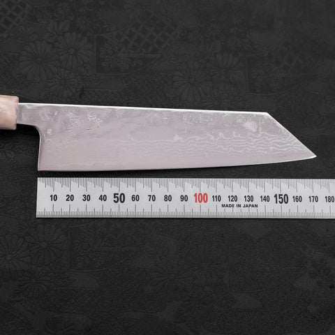 Bunka AUS-10 Nashiji Damascus Mirror Ocean White Blue Handle 170mm-[Musashi]-[Japanese-Kitchen-Knives]