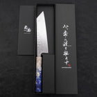 Bunka AUS-10 Nashiji Damascus Mirror Ocean White Blue Handle 170mm-[Musashi]-[Japanese-Kitchen-Knives]