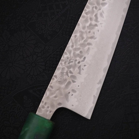 Bunka AUS-10 Tsuchime Damas Manche Océan Vert 170mm-[Musashi]-[Couteaux de cuisine japonais]