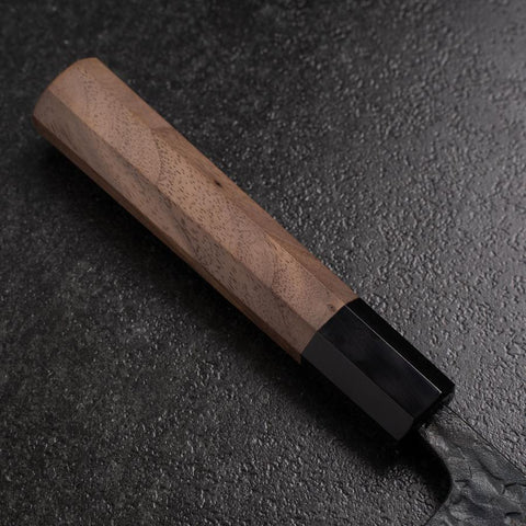 Bunka Blue Steel #1 Kurouchi Tsuchime Buffalo Walnut Handle 165mm (6.5”)-[Musashi]-[Couteaux de cuisine japonais]