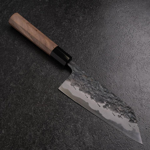 Bunka Blue Steel #1 Kurouchi Tsuchime Buffalo Walnut Handle 165mm (6.5”)-[Musashi]-[Couteaux de cuisine japonais]