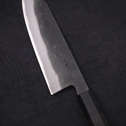Bunka Blue Steel #2 Kurouchi Chokin Tigre-Bambou Manche en Buffle et Ébène 175mm-[Musashi]-[Couteaux de cuisine japonais]