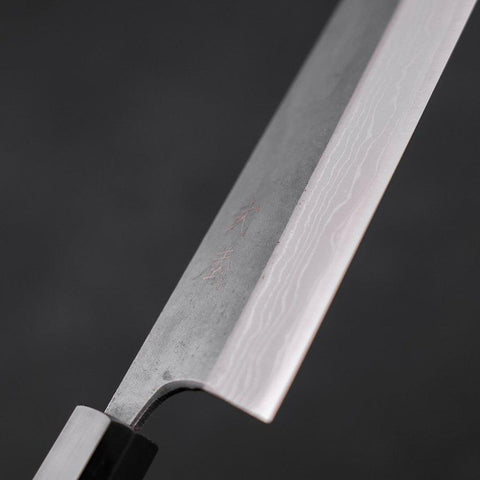 Bunka Blue Steel #2 Kurouchi Damas Manche en Buffle et Bois de Teck 165mm-[Musashi]-[Couteaux de cuisine japonais]