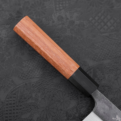 Bunka Blue Steel #2 Kurouchi Damas Manche en Buffle et Bois de Teck 165mm-[Musashi]-[Couteaux de cuisine japonais]