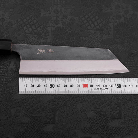 Bunka Blue Steel #2 Kurouchi Damas Manche en Buffle et Bois de Teck 165mm-[Musashi]-[Couteaux de cuisine japonais]