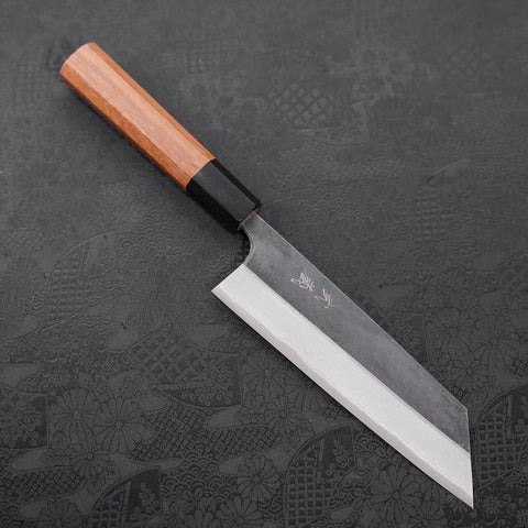 Bunka Blue Steel #2 Kurouchi Damas Manche en Buffle et Bois de Teck 165mm-[Musashi]-[Couteaux de cuisine japonais]