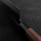 Bunka Blue Steel #2 Kurouchi Damas Manche en Buffle et Noyer 180mm-[Musashi]-[Couteaux de cuisine japonais]