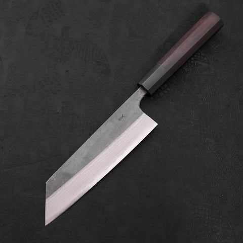 Bunka Blue Steel #2 Kurouchi Damascus Buffalo Ebony Handle 165mm (6.5”)-[Musashi]-[Couteaux de cuisine japonais]