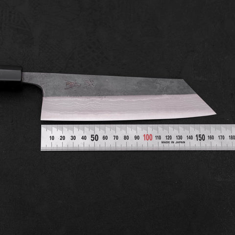 Bunka Blue Steel #2 Kurouchi Damascus Buffalo Ebony Handle 165mm (6.5”)-[Musashi]-[Couteaux de cuisine japonais]