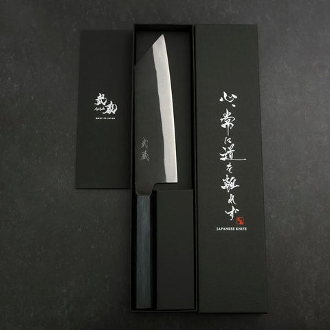 Bunka Blue Steel #2 Kurouchi Manche Urushi Bleu Sombre 190mm-[Musashi]-[Couteaux de cuisine japonais]