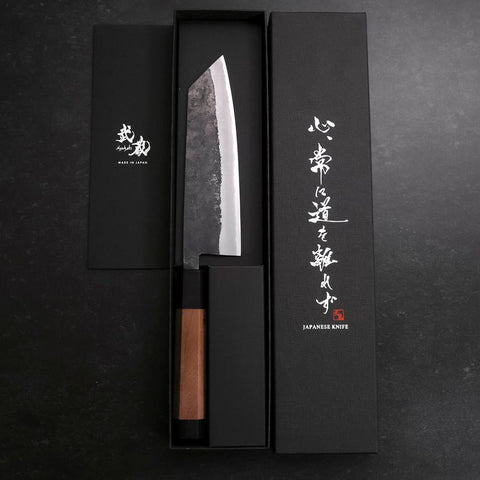 Bunka Blue Steel #2 Revêtement Inox Kurouchi Manche en Noyer 165mm-[Musashi]-[Couteaux de cuisine japonais]