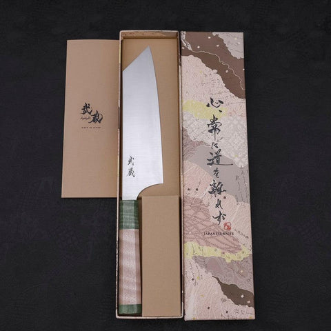 Bunka Blue Super Poli Manche en Érable Vert 180mm-[Musashi]-[Couteaux de cuisine japonais]