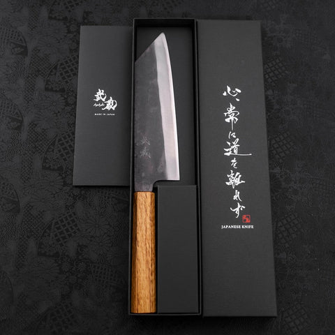 Bunka Blue Steel #1 Revêtement Inox Kurouchi Manche en Chêne 190mm-[Musashi]-[Couteaux de cuisine japonais]
