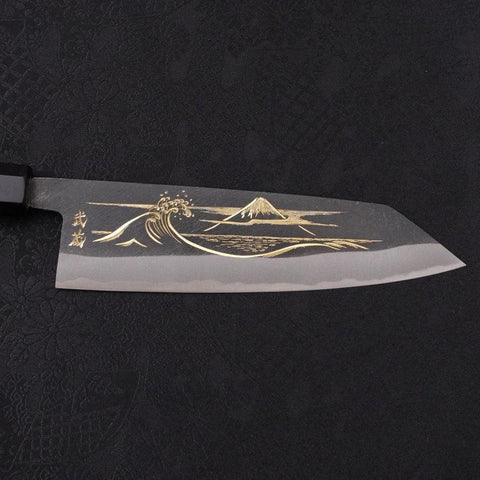Bunka Blue steel #2 Kurouchi Chokin Nami-Fuji Manche en Buffle et Ébène 175mm-[Musashi]-[Couteaux de cuisine japonais]